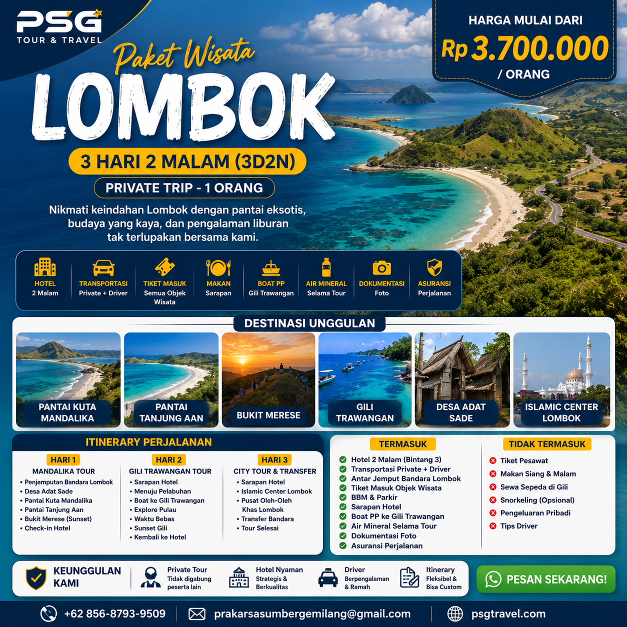Private Trip Lombok 3D2N